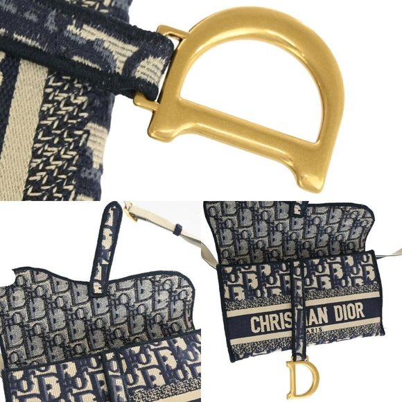 CHRISTIAN DIOR Oblique Trotter Bum Waist Bag Canvas Leather Navy Blue 675RJ247 - Picture 6 of 16